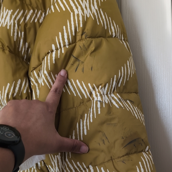 (Donated)Ava & Viv Mustard Puffer Jacket with White Pattern - Picture 3 of 7